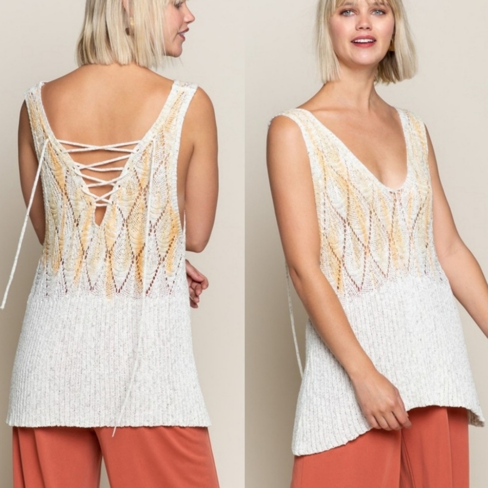 POL Tie Dyed Sleeveless Knit Top